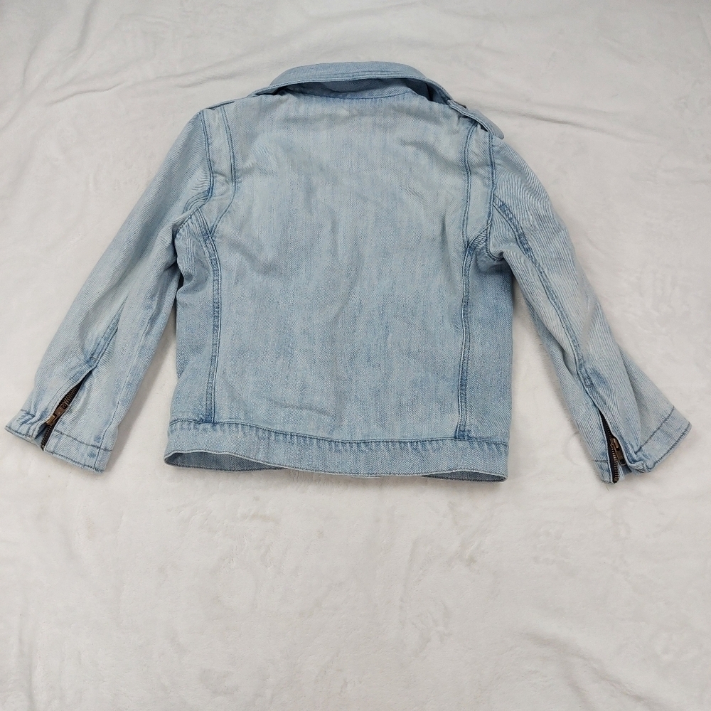 GAP WOMANS BIKER BEACH JACKET CROP LIGHT WASH BLUE JEAN DENIM 3/4 SLEEVE SZ XS - Picture 13 of 13